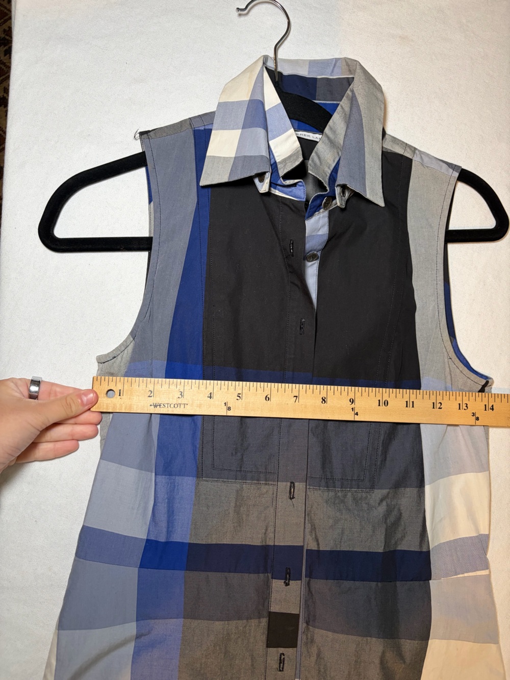 Derek Lam Blue, Black & Gray Striped Shirt‎ - Picture 8 of 8